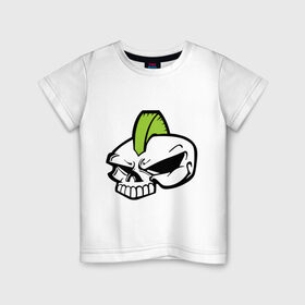 Детская футболка хлопок с принтом Skull Punk Helloween в Тюмени, 100% хлопок | круглый вырез горловины, полуприлегающий силуэт, длина до линии бедер | мохаук | панк | череп