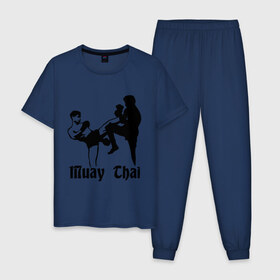 Мужская пижама хлопок с принтом Muay Thai (2) в Тюмени, 100% хлопок | брюки и футболка прямого кроя, без карманов, на брюках мягкая резинка на поясе и по низу штанин
 | муай тай