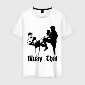 Мужская футболка хлопок с принтом Muay Thai (2) в Тюмени, 100% хлопок | прямой крой, круглый вырез горловины, длина до линии бедер, слегка спущенное плечо. | муай тай