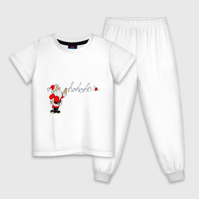 Детская пижама хлопок с принтом Ho-Ho-Ho в Тюмени, 100% хлопок |  брюки и футболка прямого кроя, без карманов, на брюках мягкая резинка на поясе и по низу штанин
 | santa | дед мороз | новый год | санта | санта клаус