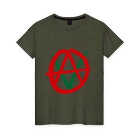 Женская футболка хлопок с принтом Anarho-vegan в Тюмени, 100% хлопок | прямой крой, круглый вырез горловины, длина до линии бедер, слегка спущенное плечо | анархия | веган | вегетарианец
