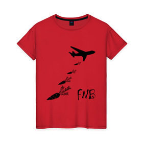 Женская футболка хлопок с принтом Еда вместо бомб в Тюмени, 100% хлопок | прямой крой, круглый вырез горловины, длина до линии бедер, слегка спущенное плечо | бомбы | еда | морковки | самолет