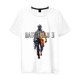 Мужская футболка хлопок с принтом Battlefield 3 в Тюмени, 100% хлопок | прямой крой, круглый вырез горловины, длина до линии бедер, слегка спущенное плечо. | Тематика изображения на принте: battlefield | компьютерные игры