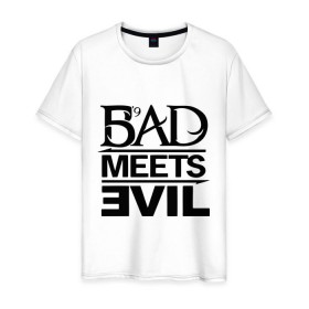 Мужская футболка хлопок с принтом Bad Meets Evil в Тюмени, 100% хлопок | прямой крой, круглый вырез горловины, длина до линии бедер, слегка спущенное плечо. | hip hop | rap | rap stars | реп | репчик | рэп | рэп звезда | рэпчик | рэпчина | хип хоп