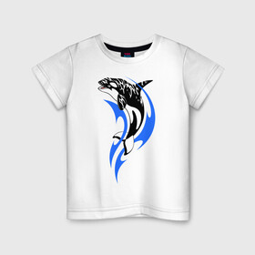 Детская футболка хлопок с принтом Косатка в Тюмени, 100% хлопок | круглый вырез горловины, полуприлегающий силуэт, длина до линии бедер | shark | акула | рыба