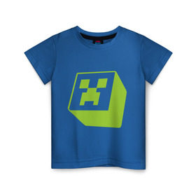 Детская футболка хлопок с принтом Minecraft creeper green в Тюмени, 100% хлопок | круглый вырез горловины, полуприлегающий силуэт, длина до линии бедер | Тематика изображения на принте: крипер