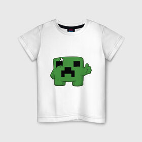 Детская футболка хлопок с принтом Minecraft green в Тюмени, 100% хлопок | круглый вырез горловины, полуприлегающий силуэт, длина до линии бедер | крипер