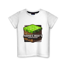 Детская футболка хлопок с принтом Minecraft logo в Тюмени, 100% хлопок | круглый вырез горловины, полуприлегающий силуэт, длина до линии бедер | Тематика изображения на принте: creeper | mine craft | minecraft | майнкрафт | шахта