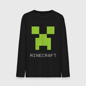 Мужской лонгслив хлопок с принтом Minecraft logo grey в Тюмени, 100% хлопок |  | крипер