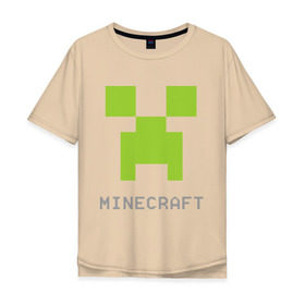 Мужская футболка хлопок Oversize с принтом Minecraft logo grey в Тюмени, 100% хлопок | свободный крой, круглый ворот, “спинка” длиннее передней части | крипер
