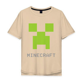 Мужская футболка хлопок Oversize с принтом Minecraft logo grey в Тюмени, 100% хлопок | свободный крой, круглый ворот, “спинка” длиннее передней части | Тематика изображения на принте: крипер