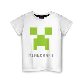 Детская футболка хлопок с принтом Minecraft logo grey в Тюмени, 100% хлопок | круглый вырез горловины, полуприлегающий силуэт, длина до линии бедер | крипер