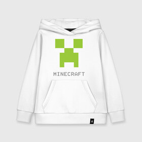 Детская толстовка хлопок с принтом Minecraft logo grey в Тюмени, 100% хлопок | Круглый горловой вырез, эластичные манжеты, пояс, капюшен | крипер