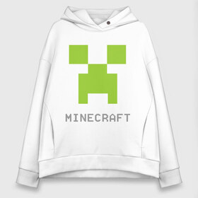 Женское худи Oversize хлопок с принтом Minecraft logo grey в Тюмени, френч-терри — 70% хлопок, 30% полиэстер. Мягкий теплый начес внутри —100% хлопок | боковые карманы, эластичные манжеты и нижняя кромка, капюшон на магнитной кнопке | крипер