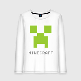 Женский лонгслив хлопок с принтом Minecraft logo grey в Тюмени, 100% хлопок |  | крипер