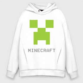 Мужское худи Oversize хлопок с принтом Minecraft logo grey в Тюмени, френч-терри — 70% хлопок, 30% полиэстер. Мягкий теплый начес внутри —100% хлопок | боковые карманы, эластичные манжеты и нижняя кромка, капюшон на магнитной кнопке | крипер