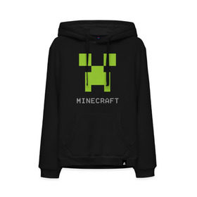 Мужская толстовка хлопок с принтом Minecraft logo grey в Тюмени, френч-терри, мягкий теплый начес внутри (100% хлопок) | карман-кенгуру, эластичные манжеты и нижняя кромка, капюшон с подкладом и шнурком | крипер