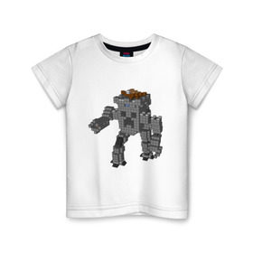 Детская футболка хлопок с принтом Minecraft robo в Тюмени, 100% хлопок | круглый вырез горловины, полуприлегающий силуэт, длина до линии бедер | крипер