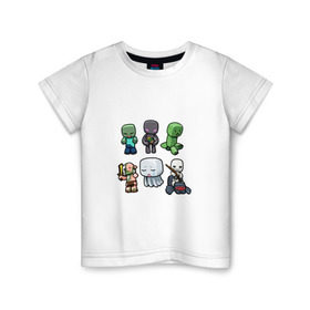 Детская футболка хлопок с принтом Minecraft units в Тюмени, 100% хлопок | круглый вырез горловины, полуприлегающий силуэт, длина до линии бедер | крипер