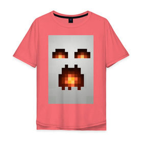 Мужская футболка хлопок Oversize с принтом Minecraft white в Тюмени, 100% хлопок | свободный крой, круглый ворот, “спинка” длиннее передней части | крипер