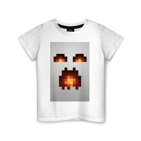 Детская футболка хлопок с принтом Minecraft white в Тюмени, 100% хлопок | круглый вырез горловины, полуприлегающий силуэт, длина до линии бедер | крипер