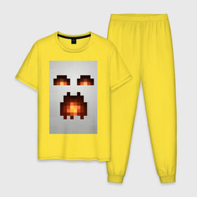 Мужская пижама хлопок с принтом Minecraft white в Тюмени, 100% хлопок | брюки и футболка прямого кроя, без карманов, на брюках мягкая резинка на поясе и по низу штанин
 | крипер