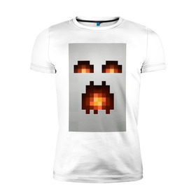 Мужская футболка премиум с принтом Minecraft white в Тюмени, 92% хлопок, 8% лайкра | приталенный силуэт, круглый вырез ворота, длина до линии бедра, короткий рукав | крипер