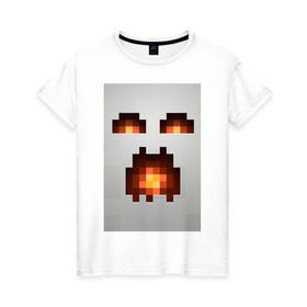 Женская футболка хлопок с принтом Minecraft white в Тюмени, 100% хлопок | прямой крой, круглый вырез горловины, длина до линии бедер, слегка спущенное плечо | крипер