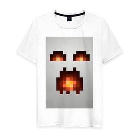 Мужская футболка хлопок с принтом Minecraft white в Тюмени, 100% хлопок | прямой крой, круглый вырез горловины, длина до линии бедер, слегка спущенное плечо. | крипер