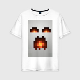Женская футболка хлопок Oversize с принтом Minecraft white в Тюмени, 100% хлопок | свободный крой, круглый ворот, спущенный рукав, длина до линии бедер
 | крипер