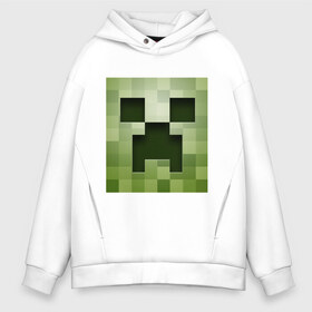 Мужское худи Oversize хлопок с принтом Мinecraft creeper в Тюмени, френч-терри — 70% хлопок, 30% полиэстер. Мягкий теплый начес внутри —100% хлопок | боковые карманы, эластичные манжеты и нижняя кромка, капюшон на магнитной кнопке | крипер