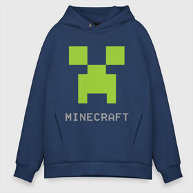 Мужское худи Oversize хлопок с принтом Minecraft logo grey (3) в Тюмени, френч-терри — 70% хлопок, 30% полиэстер. Мягкий теплый начес внутри —100% хлопок | боковые карманы, эластичные манжеты и нижняя кромка, капюшон на магнитной кнопке | крипер