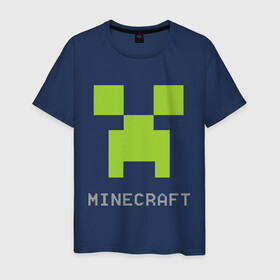 Мужская футболка хлопок с принтом Minecraft logo grey (3) в Тюмени, 100% хлопок | прямой крой, круглый вырез горловины, длина до линии бедер, слегка спущенное плечо. | Тематика изображения на принте: крипер