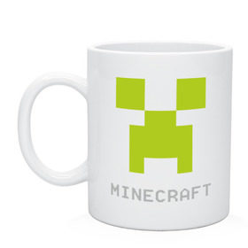 Кружка с принтом Minecraft logo grey (5) в Тюмени, керамика | объем — 330 мл, диаметр — 80 мм. Принт наносится на бока кружки, можно сделать два разных изображения | крипер
