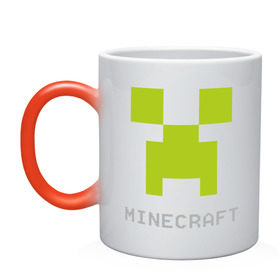 Кружка хамелеон с принтом Minecraft logo grey (5) в Тюмени, керамика | меняет цвет при нагревании, емкость 330 мл | крипер