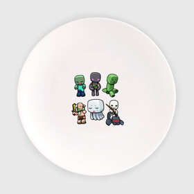 Тарелка с принтом Minecraft units (5) в Тюмени, фарфор | диаметр - 210 мм
диаметр для нанесения принта - 120 мм | Тематика изображения на принте: крипер