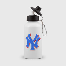 Бутылка спортивная с принтом NY Yankees blue в Тюмени, металл | емкость — 500 мл, в комплекте две пластиковые крышки и карабин для крепления | Тематика изображения на принте: baseball | major league basebal | mlb | ny | staten island | yankees | америка | бейсбол | бита | главная лига бейсбола | нью йорк янкиз | статен айленд | сша | янки