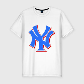 Мужская футболка премиум с принтом NY Yankees blue в Тюмени, 92% хлопок, 8% лайкра | приталенный силуэт, круглый вырез ворота, длина до линии бедра, короткий рукав | baseball | major league basebal | mlb | ny | staten island | yankees | америка | бейсбол | бита | главная лига бейсбола | нью йорк янкиз | статен айленд | сша | янки