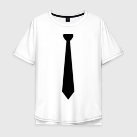 Мужская футболка хлопок Oversize с принтом Галстук в Тюмени, 100% хлопок | свободный крой, круглый ворот, “спинка” длиннее передней части | галстук | костюм