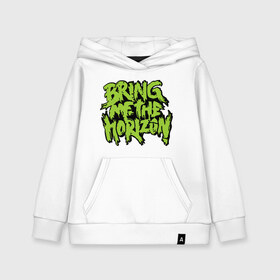 Детская толстовка хлопок с принтом Bring me the horizon green в Тюмени, 100% хлопок | Круглый горловой вырез, эластичные манжеты, пояс, капюшен | bmth | bring me the horizon | hardcore | kubana 2014 | rock | дэткор | музыка | рок | рок группы