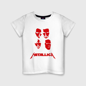 Детская футболка хлопок с принтом Metallica kvartet в Тюмени, 100% хлопок | круглый вырез горловины, полуприлегающий силуэт, длина до линии бедер | Тематика изображения на принте: металлика