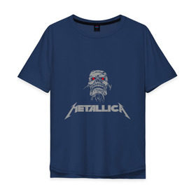 Мужская футболка хлопок Oversize с принтом Metallica scool в Тюмени, 100% хлопок | свободный крой, круглый ворот, “спинка” длиннее передней части | металлика