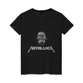 Женская футболка хлопок с принтом Metallica scool в Тюмени, 100% хлопок | прямой крой, круглый вырез горловины, длина до линии бедер, слегка спущенное плечо | металлика