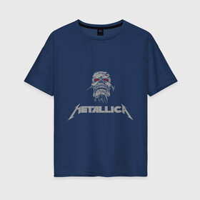 Женская футболка хлопок Oversize с принтом Metallica scool в Тюмени, 100% хлопок | свободный крой, круглый ворот, спущенный рукав, длина до линии бедер
 | металлика