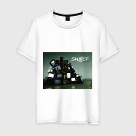 Мужская футболка хлопок с принтом Skillet comatose в Тюмени, 100% хлопок | прямой крой, круглый вырез горловины, длина до линии бедер, слегка спущенное плечо. | skillet | альтернативный рок | рок | рок группа | рок группы | симфонический рок | христианский рок