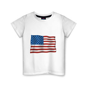 Детская футболка хлопок с принтом Америка флаг в Тюмени, 100% хлопок | круглый вырез горловины, полуприлегающий силуэт, длина до линии бедер | Тематика изображения на принте: america | ny | usa | америка | американский флаг | вашингтон | нью йорк | политические | сша | флаг | флаг америки | флаг сша | флаги | штаты