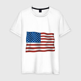 Мужская футболка хлопок с принтом Америка флаг в Тюмени, 100% хлопок | прямой крой, круглый вырез горловины, длина до линии бедер, слегка спущенное плечо. | america | ny | usa | америка | американский флаг | вашингтон | нью йорк | политические | сша | флаг | флаг америки | флаг сша | флаги | штаты