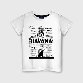Детская футболка хлопок с принтом Куба афиша в Тюмени, 100% хлопок | круглый вырез горловины, полуприлегающий силуэт, длина до линии бедер | cuba | havana | афиша | гавана | кастро | куба | кубинский | фидель | фидель кастро