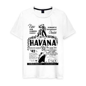 Мужская футболка хлопок с принтом Куба афиша в Тюмени, 100% хлопок | прямой крой, круглый вырез горловины, длина до линии бедер, слегка спущенное плечо. | Тематика изображения на принте: cuba | havana | афиша | гавана | кастро | куба | кубинский | фидель | фидель кастро
