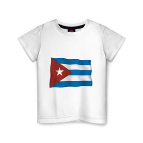 Детская футболка хлопок с принтом Куба флаг в Тюмени, 100% хлопок | круглый вырез горловины, полуприлегающий силуэт, длина до линии бедер | cuba | куба | куба афиша | кубинский флаг | республика куба | флаг | флаг кубы | флаги
